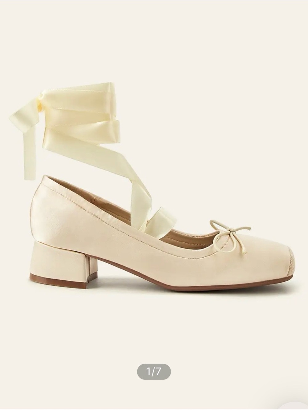 Azazie Cream Ballet Flats with Ribbon Ankle Tie